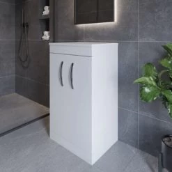 Nuie Athena Floor Standing 2-Door Vanity Unit And Worktop 500mm Wide - Gloss White -Comfort Bathroom Store 17461638 4