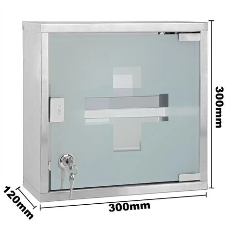 Deuba® Medicine Cabinet Wall Mounted First Aid Lockable Glass Steel Cupboard Box 2 Compartments 7 Deuba® Medicine Cabinet Wall Mounted First Aid Lockable Glass Steel Cupboard Box 2 Compartments - Image 5