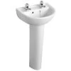 Armitage Shanks Sandringham 21 Basin With Full Pedestal 450mm Wide - 2 Tap Hole