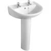 Armitage Shanks Sandringham 21 Basin With Full Pedestal 550mm Wide - 2 Tap Hole -Comfort Bathroom Store 17489171 1