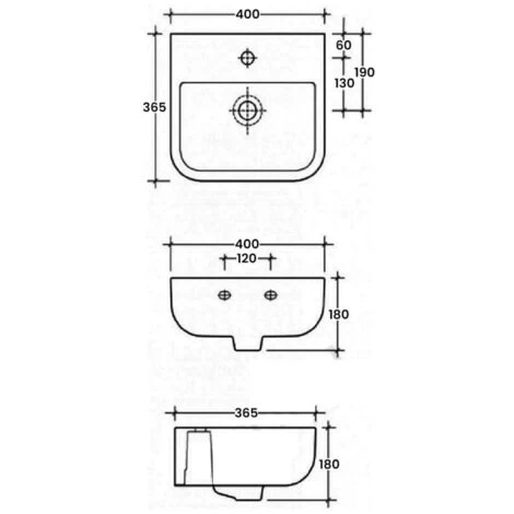 Duchy Orchid Cloakroom Basin 400mm W - 1 Tap Hole 4 Duchy Orchid Cloakroom Basin 400mm W - 1 Tap Hole - Image 2