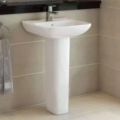 Duchy Violet Basin And Full Pedestal 450mm Wide 1 Tap Hole -Comfort Bathroom Store 17489511 3