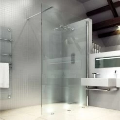 Merlyn 8 Series Wet Room Glass Panel With Tray 1200mm Wide Clear Glass