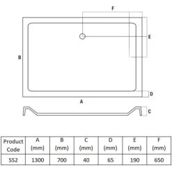 MX Elements Rectangular Shower Tray With Waste 1300mm X 700mm Flat Top -Comfort Bathroom Store 17493323 4