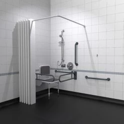 Nymas NymaPRO Doc M Shower Pack White With Concealed Valves And Dark Grey Rails