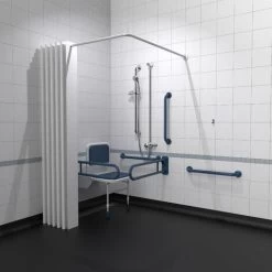 Nymas NymaPRO Doc M Shower Pack White With Exposed Valves And Dark Blue Rails