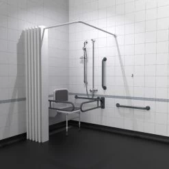 Nymas NymaPRO Doc M Shower Pack White With Exposed Valves And Dark Grey Rails