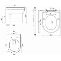 Orbit Omni Back To Wall Toilet Pan 520mm Projection - Wrapover Soft Close Seat -Comfort Bathroom Store 17493995 2