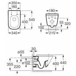 Roca The Gap Wall Hung Toilet 540mm Projection - Excluding Seat -Comfort Bathroom Store 17495729 2