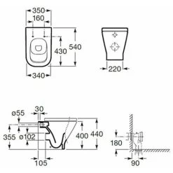 Roca The Gap Eco Back To Wall Toilet 540mm Projection - Excluding Seat -Comfort Bathroom Store 17495741 2