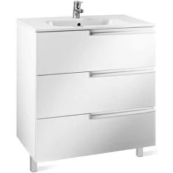 Roca Victoria-N 3-Drawer Wall Hung Vanity Unit With Basin 700mm Wide - Gloss White