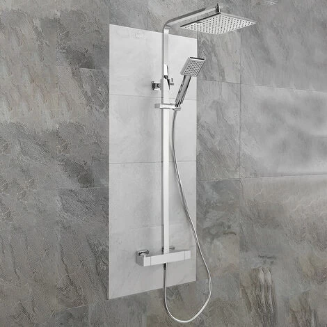 Sagittarius Stark Cube Bar Shower Mixer With Shower Kit + Fixed Head - Chrome 3 Sagittarius Stark Cube Bar Shower Mixer With Shower Kit + Fixed Head - Chrome