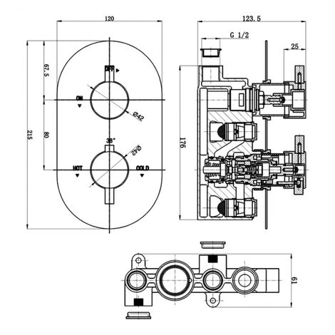 Verona Evoke Concealed Thermostatic Shower Valve Dual Handle - Chrome 4 Verona Evoke Concealed Thermostatic Shower Valve Dual Handle - Chrome - Image 2
