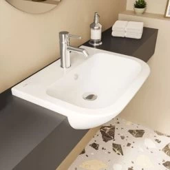 Vitra S20 Semi Recessed Basin 550mm Wide 1 Tap Hole -Comfort Bathroom Store 17509035 3