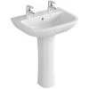 Vitra S20 Wash Basin And Full Pedestal 600mm Wide 2 Tap Hole 2 Vitra S20 Wash Basin And Full Pedestal 600mm Wide 2 Tap Hole -Comfort Bathroom Store 17509191 1