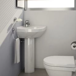 Vitra S50 Corner Basin And Full Pedestal 565mm Wide 1 Tap Hole -Comfort Bathroom Store 17509546 3