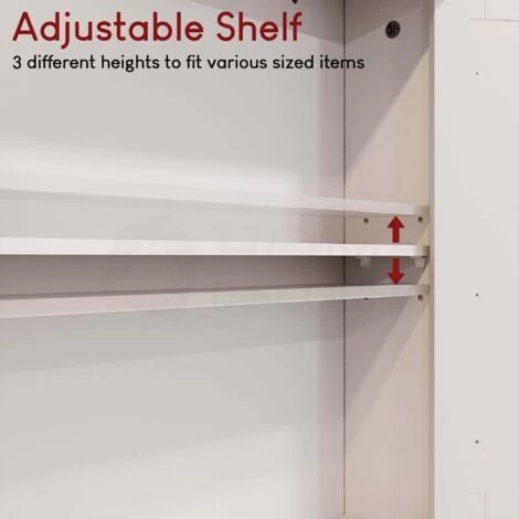 Priano 2 Door Bathroom Cabinet With Shelf Mirrored Wall Mounted Cabinet, White 6 Priano 2 Door Bathroom Cabinet With Shelf Mirrored Wall Mounted Cabinet, White - Image 4