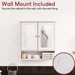 Priano 2 Door Bathroom Cabinet With Shelf Mirrored Wall Mounted Cabinet, White 11 Priano 2 Door Bathroom Cabinet With Shelf Mirrored Wall Mounted Cabinet, White -Comfort Bathroom Store 17766982 5