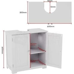 Priano 2 Door Under Sink Cabinet Bathroom Cupboard Storage Unit, White -Comfort Bathroom Store 17766987 3