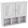 Priano 2 Door Bathroom Cabinet With 3 Shelves Mirrored Wall Mounted Cabinet, White -Comfort Bathroom Store 17766989 1