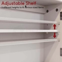 Priano 2 Door Bathroom Cabinet With 3 Shelves Mirrored Wall Mounted Cabinet, White -Comfort Bathroom Store 17766989 4