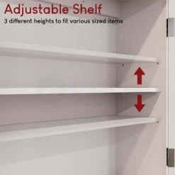 Priano 2 Door Bathroom Cabinet Mirrored Wall Mounted Cabinet, White -Comfort Bathroom Store 17766991 4