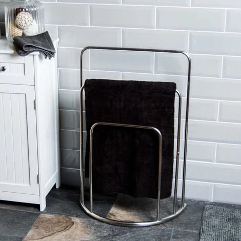 3 Tier Towel Stand Curved Steel Bathroom Drying Rack 5 3 Tier Towel Stand Curved Steel Bathroom Drying Rack - Image 3