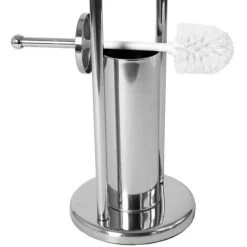 Toilet Brush & Paper Holder With Round Base Tissue Roll Storage, Silver -Comfort Bathroom Store 17767217 5
