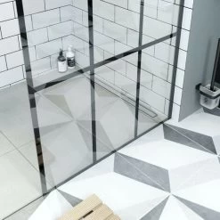 Mode 8mm Black Framed Panel With Stone Shower Tray 1200 X 800 -Comfort Bathroom Store 17786288 3