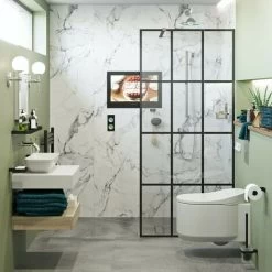 Mode 8mm Black Framed Panel With Stone Shower Tray 1200 X 800 -Comfort Bathroom Store 17786288 4