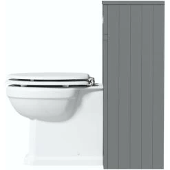 The Bath Co. Chartham Slate Matt Grey Back To Wall Unit And Traditional Toilet With White Wooden Seat -Comfort Bathroom Store 17786426 4