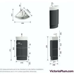 Mode Harrison Slate Gloss Grey Corner Floorstanding Vanity Unit And Basin 325mm -Comfort Bathroom Store 17787105 3