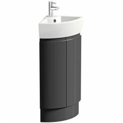 Mode Harrison Slate Gloss Grey Corner Floorstanding Vanity Unit And Basin 325mm -Comfort Bathroom Store 17787105 4