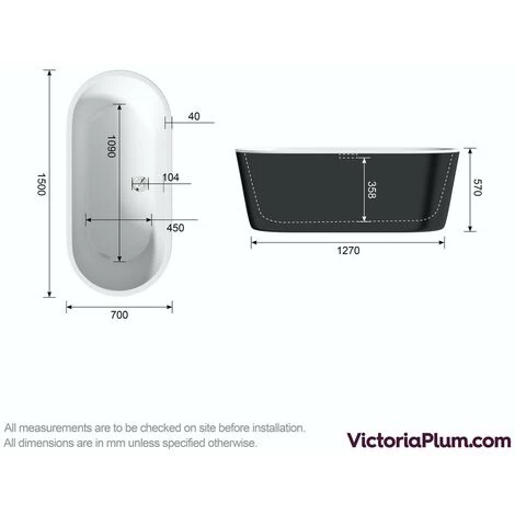 Mode Tate Black Freestanding Bath 1500 X 700 5 Mode Tate Black Freestanding Bath 1500 X 700 - Image 3