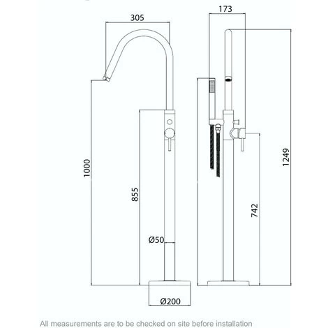 Mode Spencer Freestanding Bath Shower Mixer Tap 5 Mode Spencer Freestanding Bath Shower Mixer Tap - Image 3