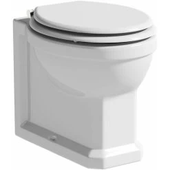 The Bath Co. Camberley Back To Wall Toilet With White Wooden Seat -Comfort Bathroom Store 17791543 2