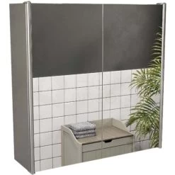 Tiano 2 Door Bathroom Cabinet Stainless Steel Mirrored Wall Mounted Cupboard