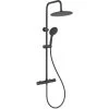 Round Rainfall Black Brass Shower Column Wallmounted Thermostatic Mixer -Comfort Bathroom Store 17887363 1