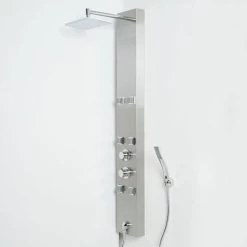 Milano Easton - Modern Exposed Thermostatic Shower Tower Panel With Rainfall Shower Head&44 Hand Shower Handset & Body Jets - Chrome
