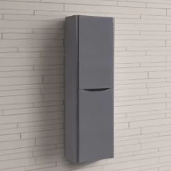 1400mm Left Hand Gloss Grey Tall Cupboard Storage Cabinet Bathroom Furniture 10 1400mm Left Hand Gloss Grey Tall Cupboard Storage Cabinet Bathroom Furniture -Comfort Bathroom Store 18016005 4