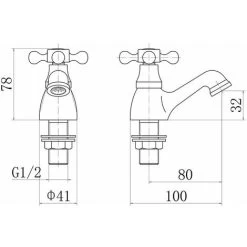 Aquariss Pair Of Bathroom Sink Basin Taps Twin Cross Head Handles Brass Faucet Polished Chrome Basin Pillar Taps Traditional -Comfort Bathroom Store 18016098 5