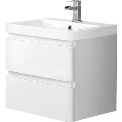 Wall Hung Drawer Vanity Unit Basin Bathroom Storage Furniture 600mm Gloss White -Comfort Bathroom Store 18016794 4