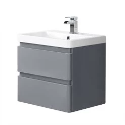 Wall Hung Drawer Vanity Unit Basin Bathroom Storage Furniture 600mm Gloss Grey -Comfort Bathroom Store 18016800 4