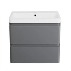 Wall Hung Drawer Vanity Unit Basin Bathroom Storage Furniture 600mm Gloss Grey -Comfort Bathroom Store 18016800 5