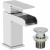 Waterfall Basin Sink Mono Mixer Tap Bathroom Slotted Waste Chrome Single Lever
