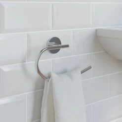 Bathroom Towel Ring Chrome Round Wall Mounted Stylish Traditional