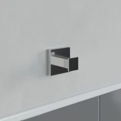 Bathroom Towel Robe Hook Holder Chrome Square Wall Mounted Stylish Modern