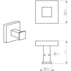 Bathroom Towel Robe Hook Holder Chrome Square Wall Mounted Stylish Modern -Comfort Bathroom Store 18036429 4