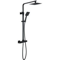 Solar Matt Black Exposed Bar Shower Mixer Kit - Thermostatic Square -Comfort Bathroom Store 18044272 2