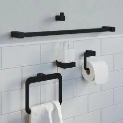 Bathroom WC Towel Rail 600mm Black Square Wall Mounted Stylish Modern 8 Bathroom WC Towel Rail 600mm Black Square Wall Mounted Stylish Modern -Comfort Bathroom Store 18080980 3